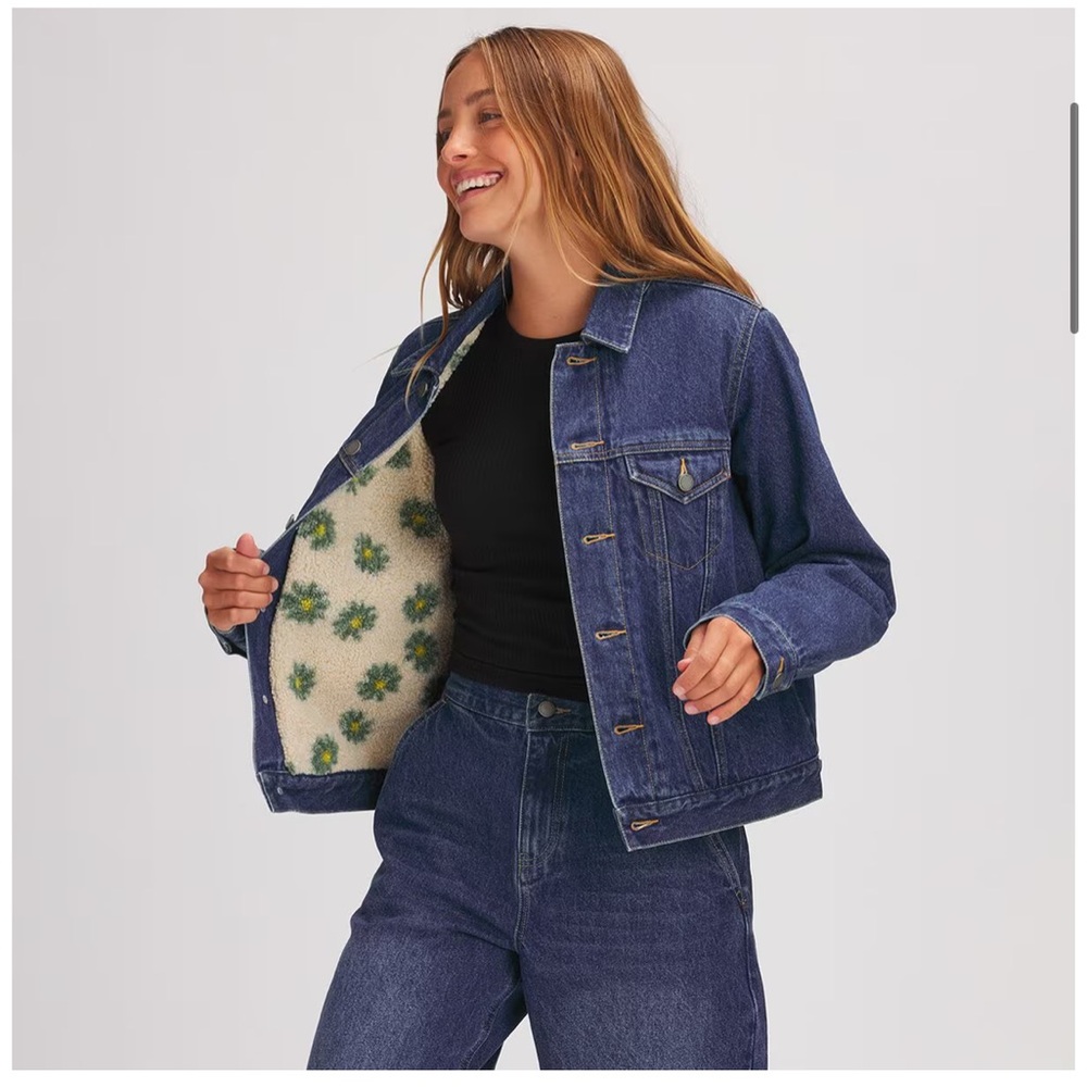 Printed Sherpa Lined Denim Jacket